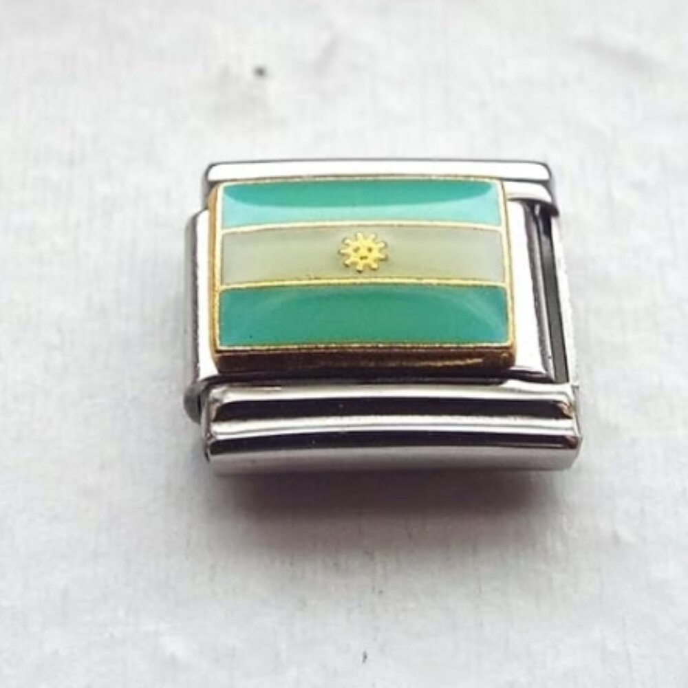 Enamel flag of Argentina 9mm stainless steel italian charm bracelet link new